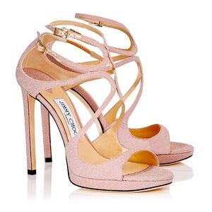 Jimmy Choo Lance 100 Ballet Pink Glitter Heels